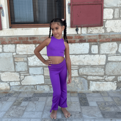 Purple Energy Kız Çocuk Crop Tayt Takım
