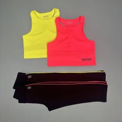 Neon Flame Kız Çocuk Crop Tayt Takım