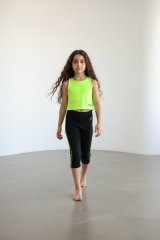 Neon Pulse Kız Çocuk Crop Tayt Takım