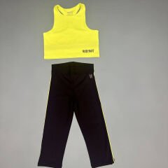 Neon Pulse Kız Çocuk Crop Tayt Takım